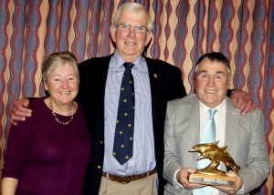 John Howes MBE pictured with Brian and Irene Pemberton